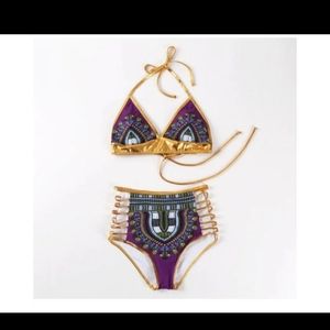 Indian print Bikini swimming suite set